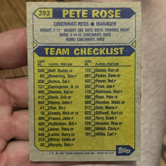 Pete rose err card  this card has a lot of errs one being team check list - Picture 2 of 3